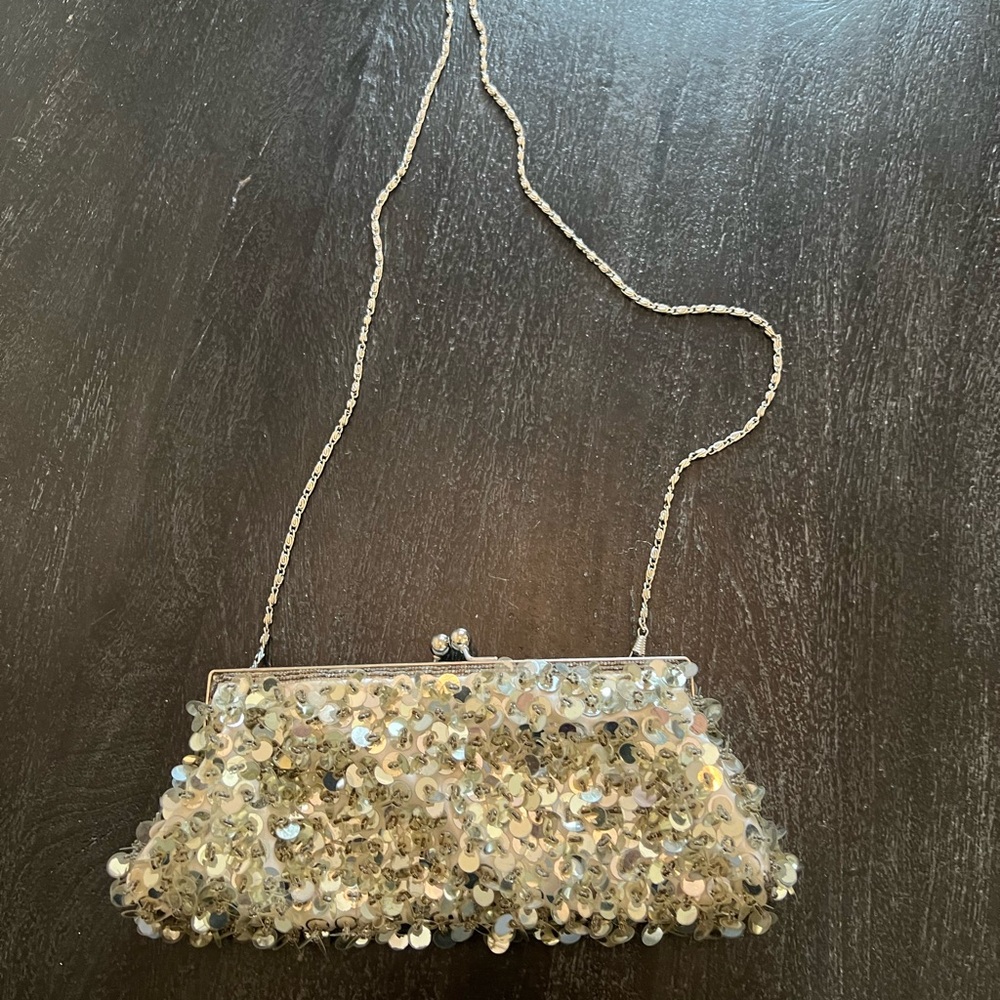 Silver Sequin Hand Bag